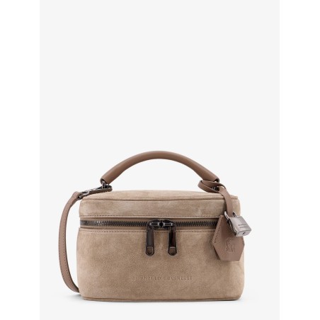 Suede Crossbody bag with leather shoulder strap