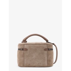 Suede Crossbody bag with leather shoulder strap