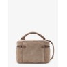 Suede Crossbody bag with leather shoulder strap