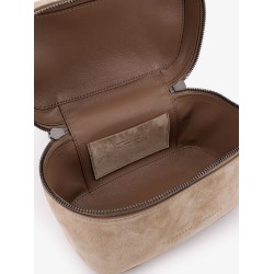 Suede Crossbody bag with leather shoulder strap