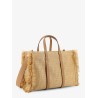 Summer Tote rafia shoulder bag with all-over FF logo