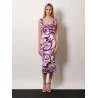 Silk midi pencil dress with Maiolica print