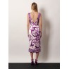 Silk midi pencil dress with Maiolica print