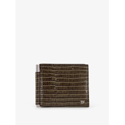 Leather wallet with croco effect