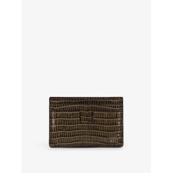 Leather cardholder with croco effect