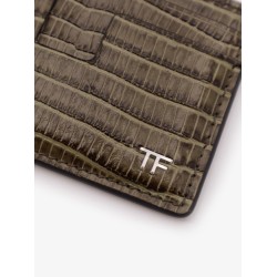 Leather cardholder with croco effect