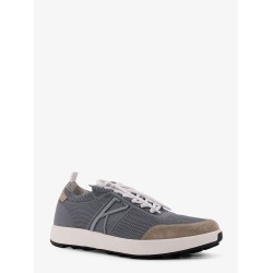Low-top mesh sneakers with suede profiles
