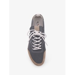 Low-top mesh sneakers with suede profiles