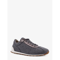 Low-top Wool flannel sneakers with leather profiles