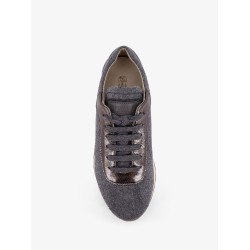 Low-top Wool flannel sneakers with leather profiles