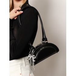 Leather shoulder bag with charms