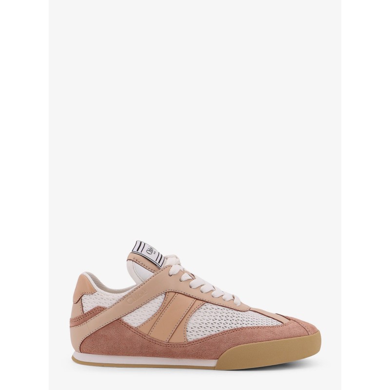 Chloé Kick low-top leather sneakers with mesh inserts