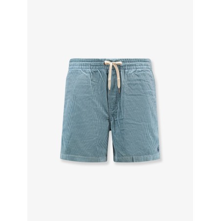 Corduroy bermuda shorts with logo embroidery