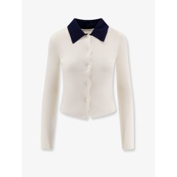 Wool cardigan with contrasting collar