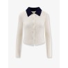 Wool cardigan with contrasting collar