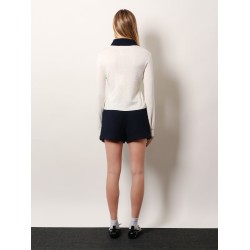 Wool cardigan with contrasting collar