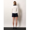 Wool cardigan with contrasting collar