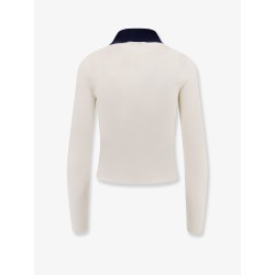 Wool cardigan with contrasting collar