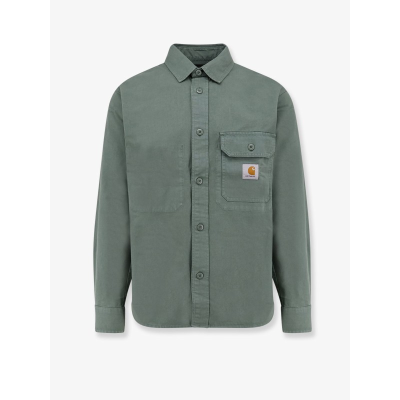Cotton shirt with logo patch
