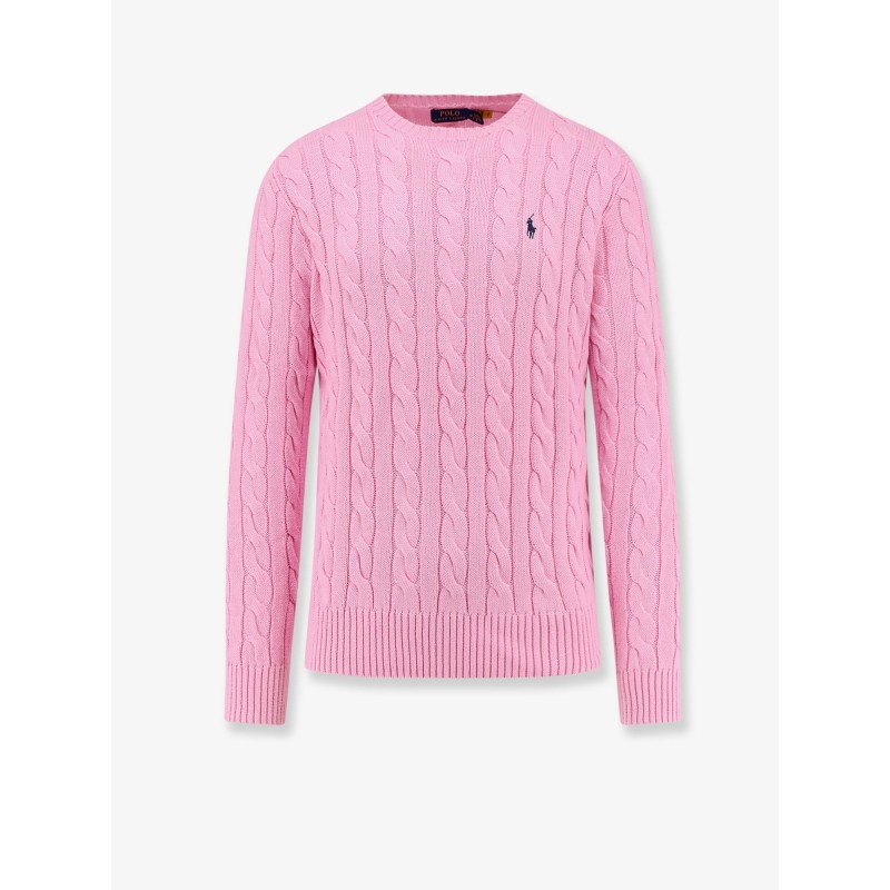 Cable knit cotton sweater with iconic logo