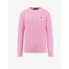 Cable knit cotton sweater with iconic logo