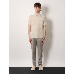 Mélange cotton and linen polo shirt