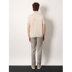 Mélange cotton and linen polo shirt