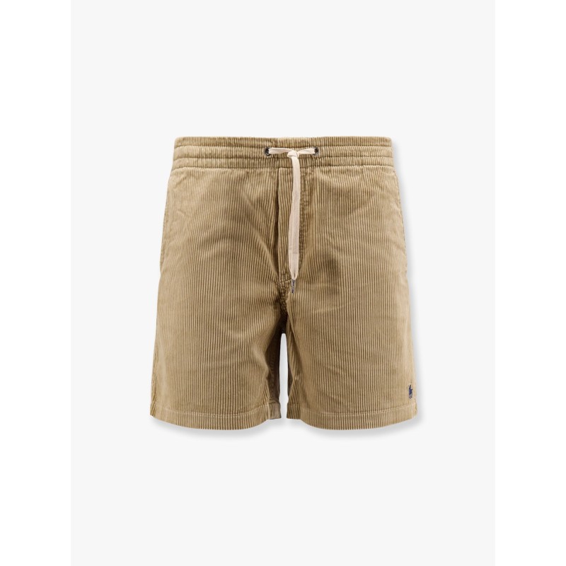 Corduroy bermuda shorts with logo embroidery