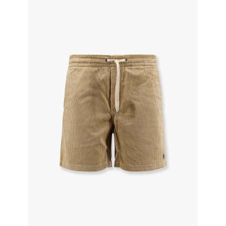 Corduroy bermuda shorts with logo embroidery