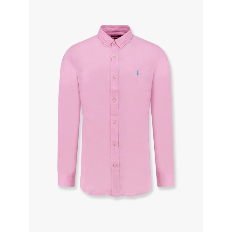 Linen shirt with logo embroidery
