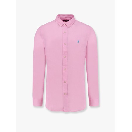 Linen shirt with logo embroidery