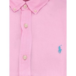 Linen shirt with logo embroidery