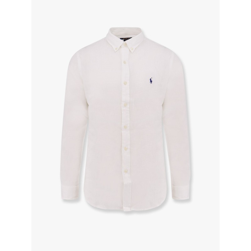Linen shirt with logo embroidery