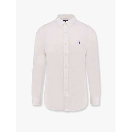 Linen shirt with logo embroidery