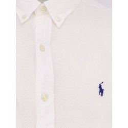 Linen shirt with logo embroidery