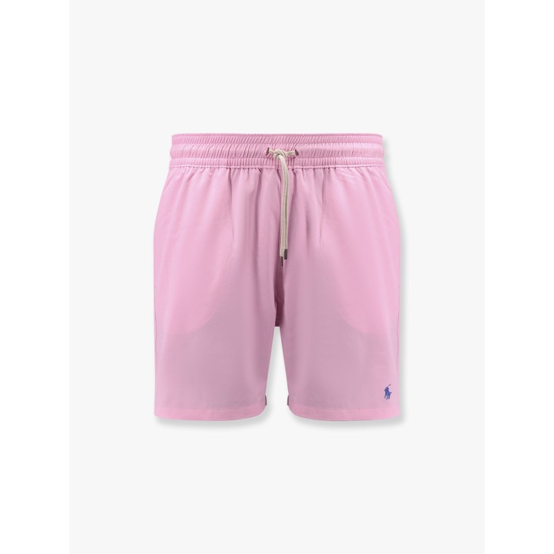 Nylon swim trunk with logo embroidery