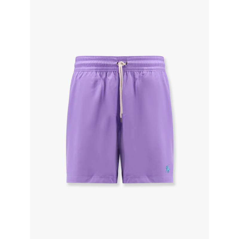 Nylon swim trunk with logo embroidery