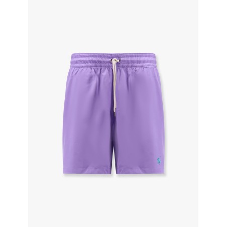 Nylon swim trunk with logo embroidery