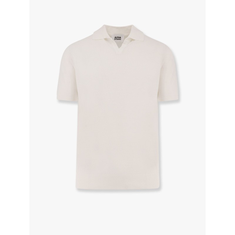 Cotton crepe polo shirt
