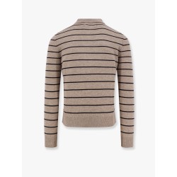 Super fine merino wool striped polo shirt