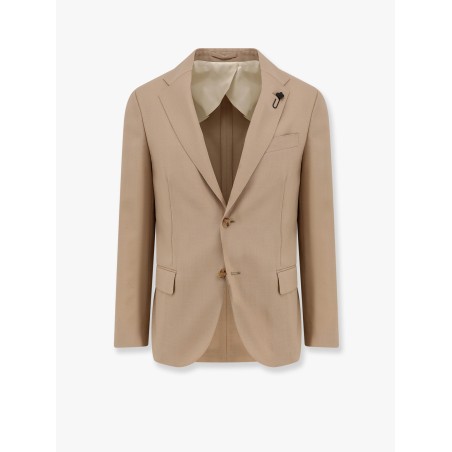 Wool blazer with iconic brooch