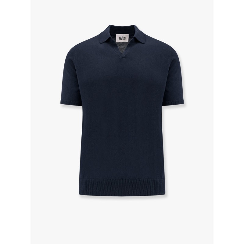 Cotton crepe polo shirt