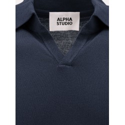Cotton crepe polo shirt