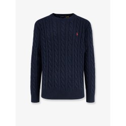 Cable knit cotton sweater with iconic logo