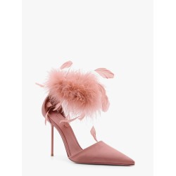Lidia satin sandals with feather detail