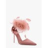 Lidia satin sandals with feather detail