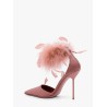 Lidia satin sandals with feather detail