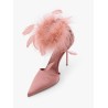 Lidia satin sandals with feather detail