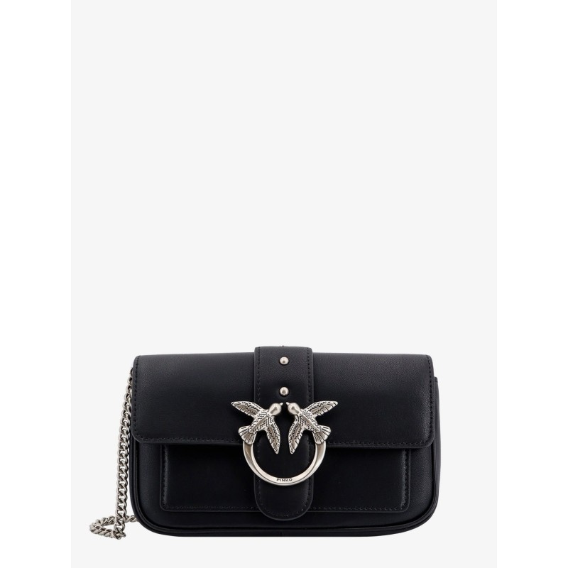 Love one pocket leather shoulder bag with love birds buckle