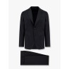 Stretch cotton suit with iconic removable brooch